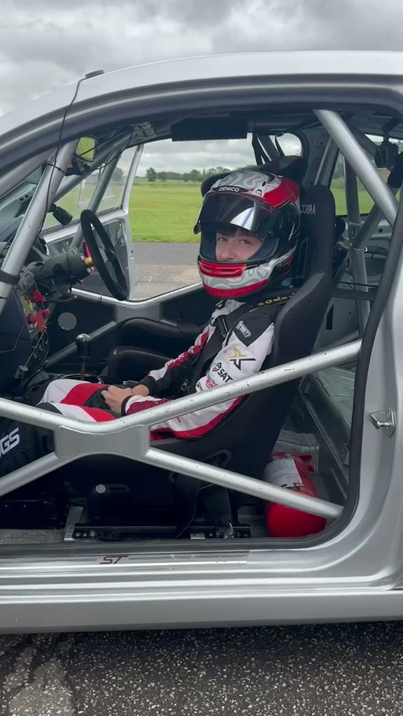 Zak strapped into the Fiesta ST race car on test day