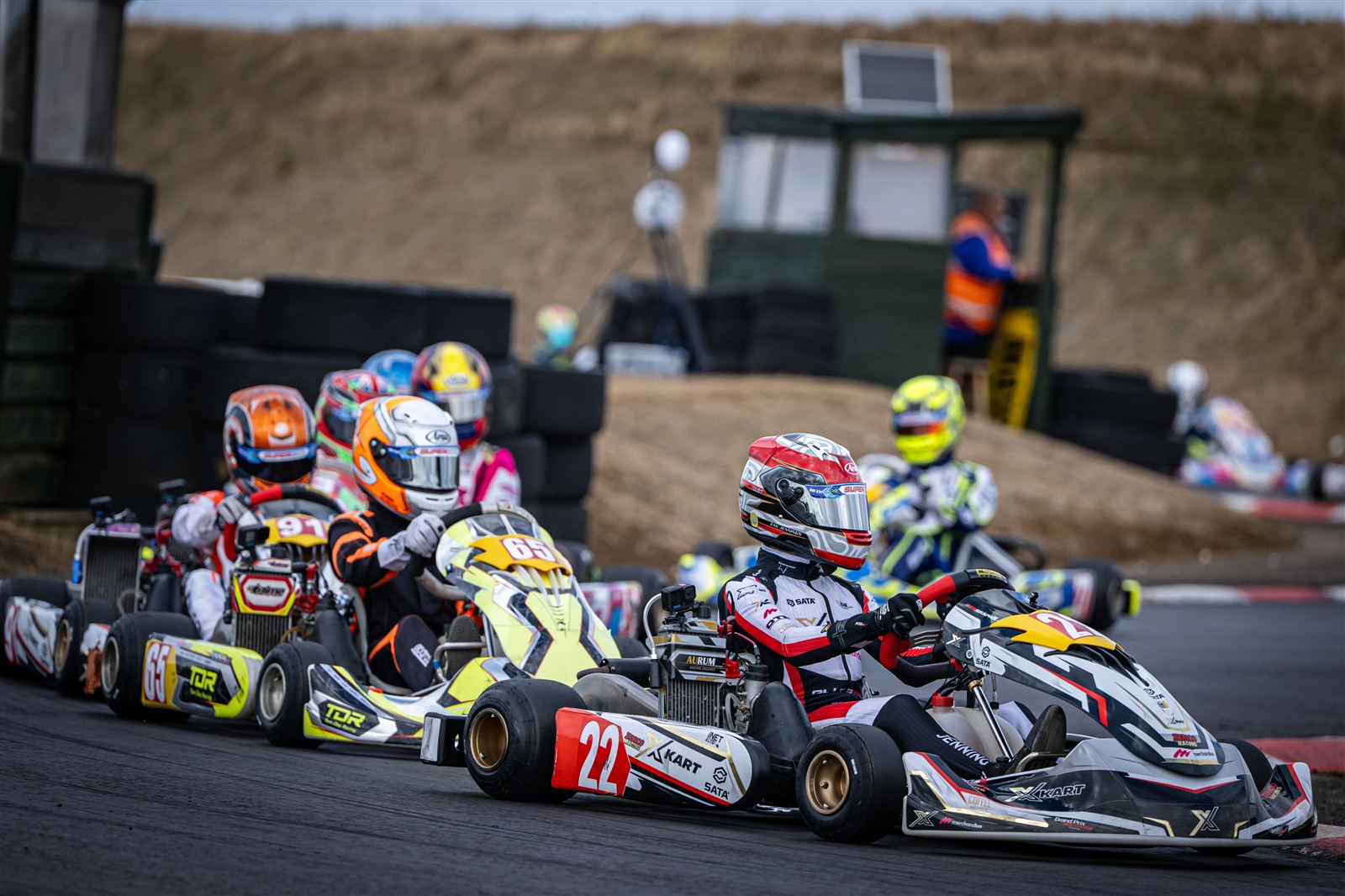 Zak racing in the pack at Shenington, Super One