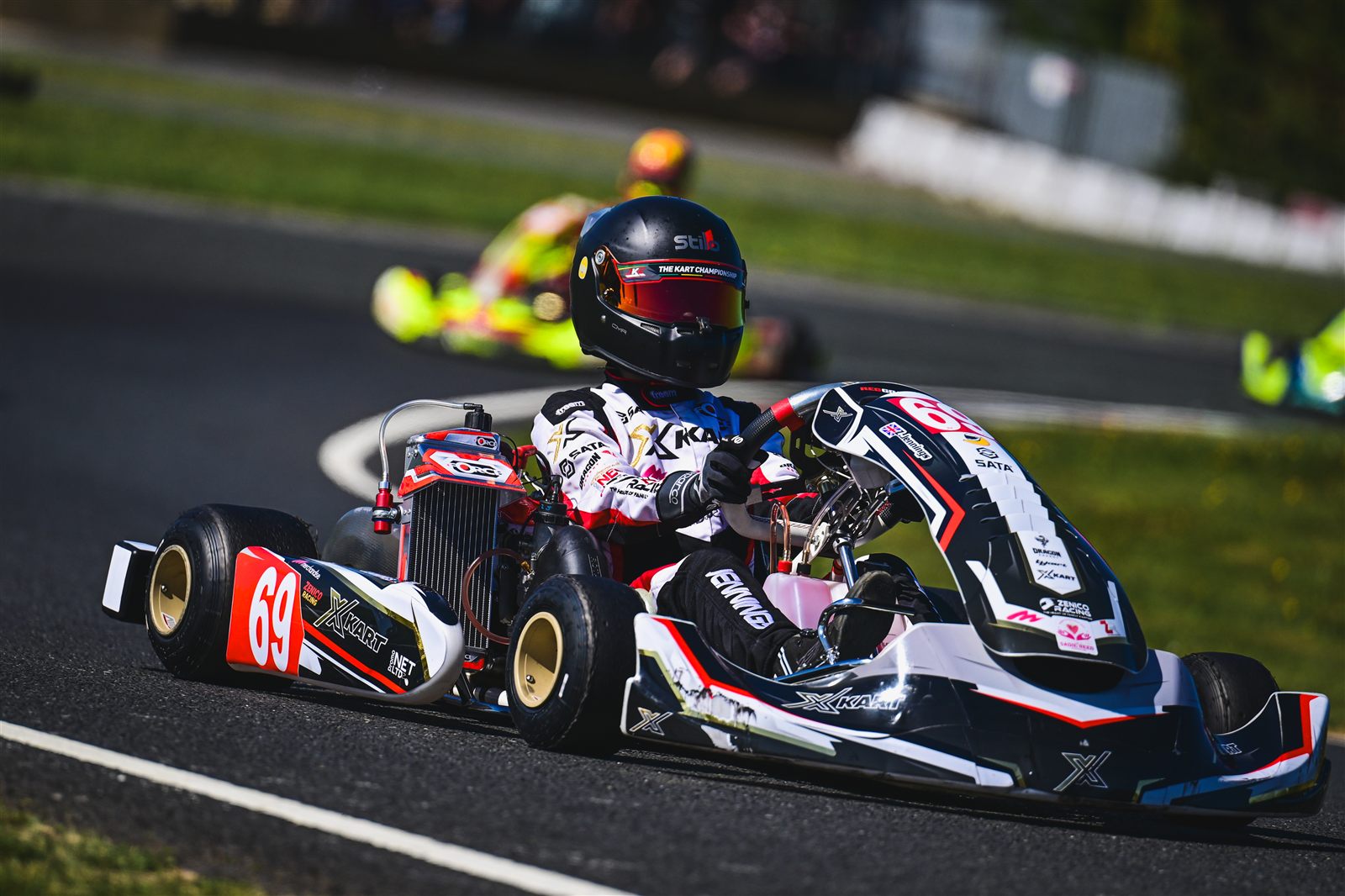 Zak racing his number 69 X-Kart at The Kart Championship, Glan-y-Gors 2025
