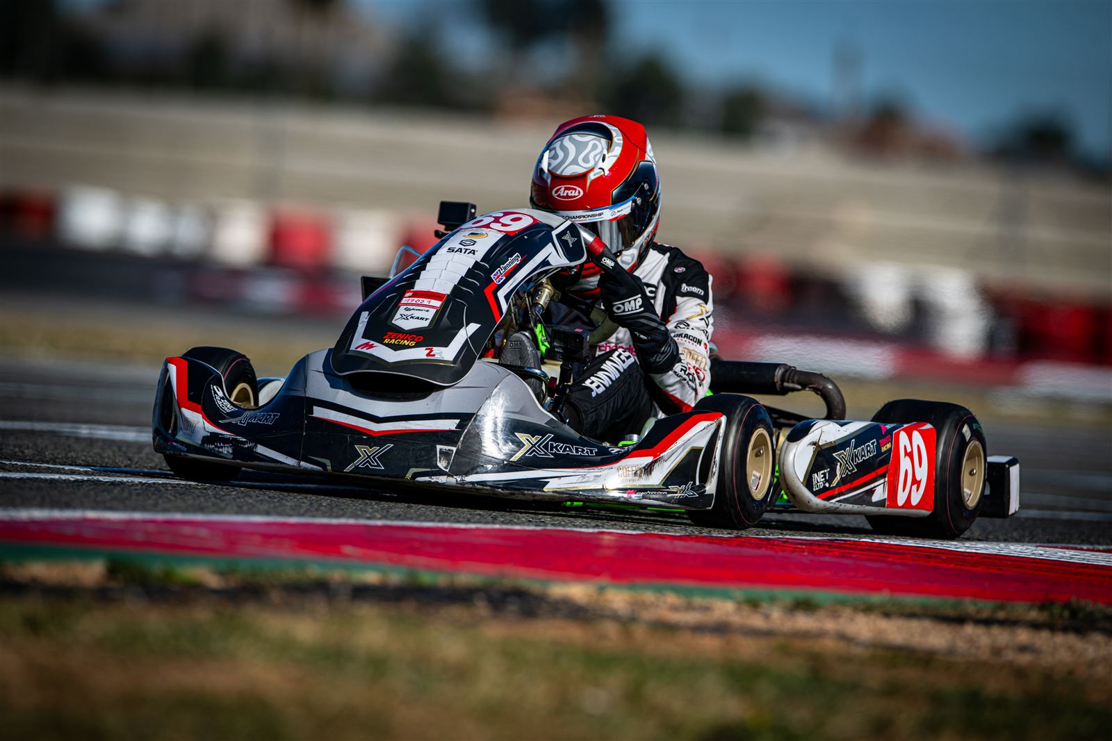 Zak racing his number 69 X-Kart in Valencia, 2026